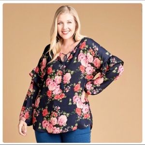 💼❤️PLUS SIZE❤️Navy Floral Blouse🥰😱‼️see⬇️